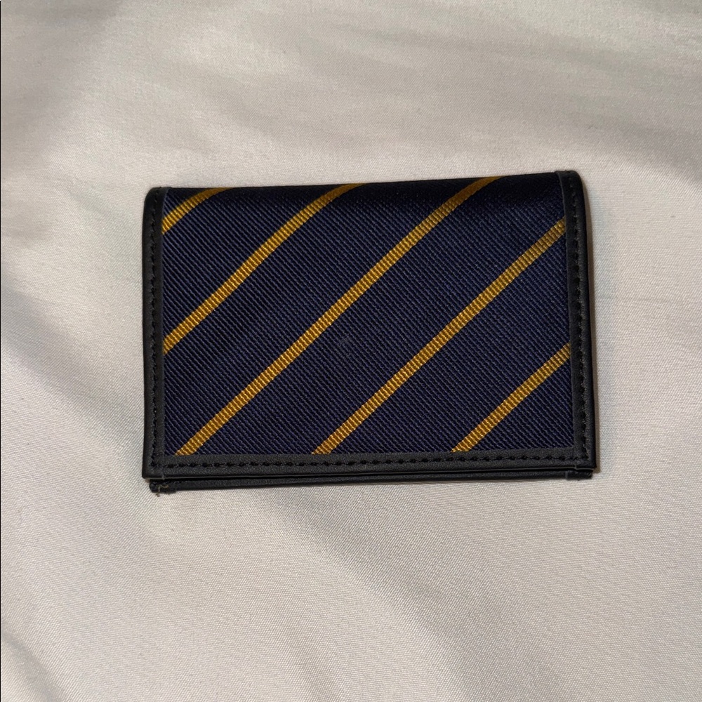 Brooks Brothers Dark Blue and Yellow Striped Card Holder